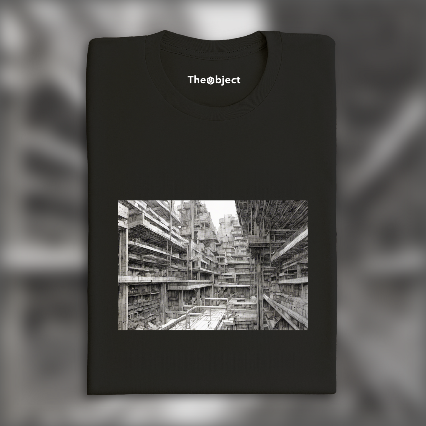 T-Shirt - Manga cyberpunk noir contemporain, Brutalist architecture, city - 3841146295