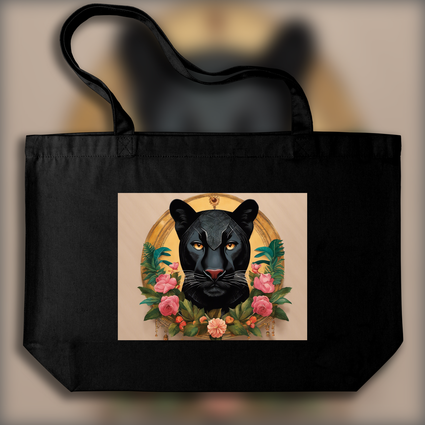 Tote bag large - Wes Anderson, a black panther - 3093808373