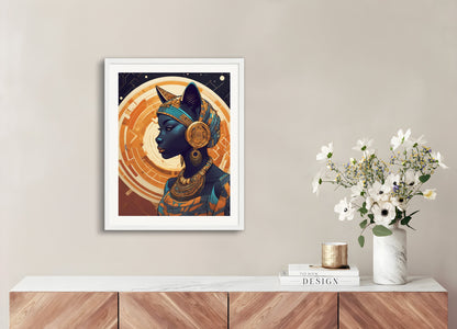 Poster with wood frame: Afrofuturism, Cat