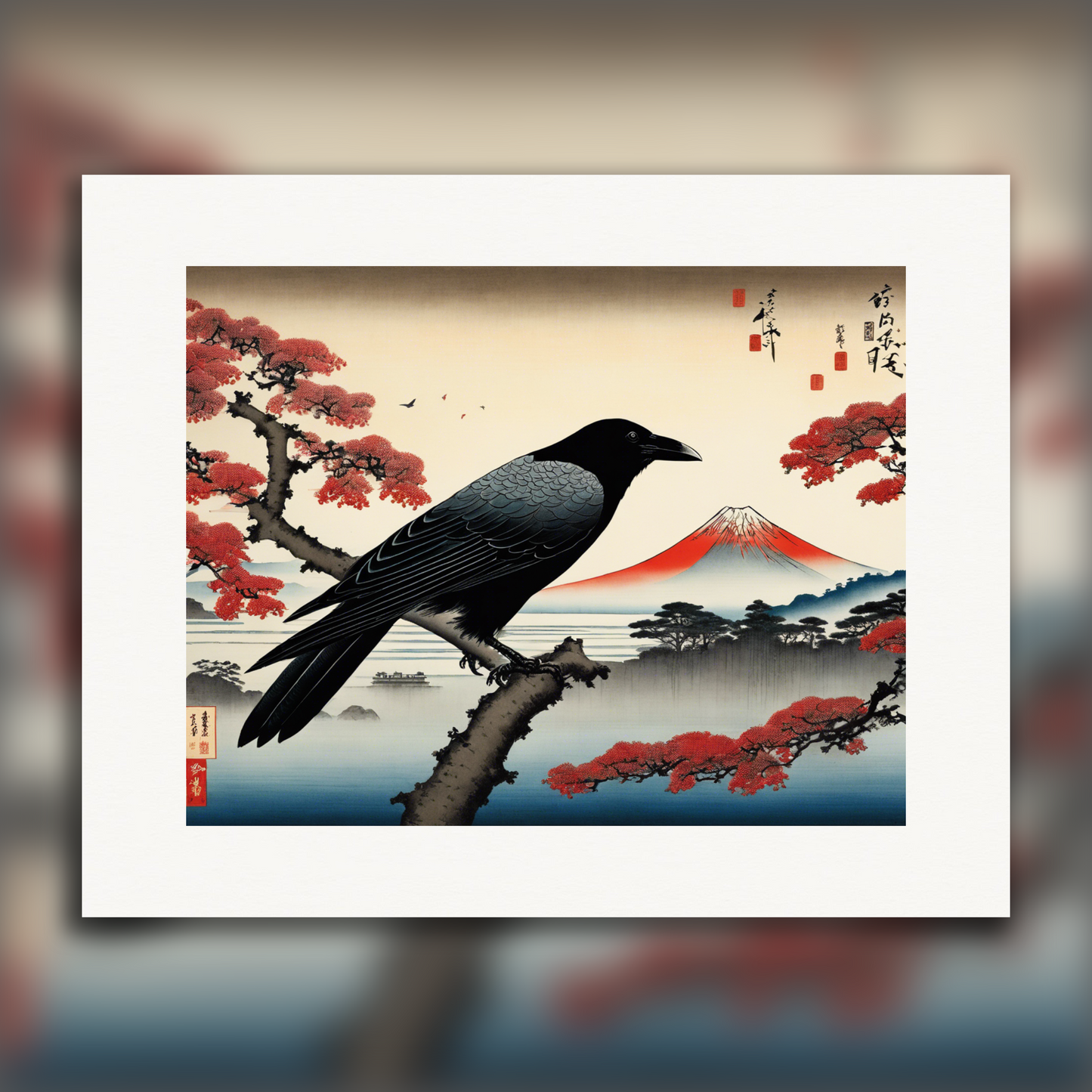Affiche IA - Hiroshige, Corbeau - 3260586941