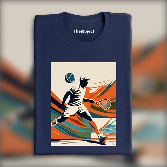 T-Shirt IA - Illustration épurée américaine, moderne et nerveuse, Joueur de Tennis - 4283238361