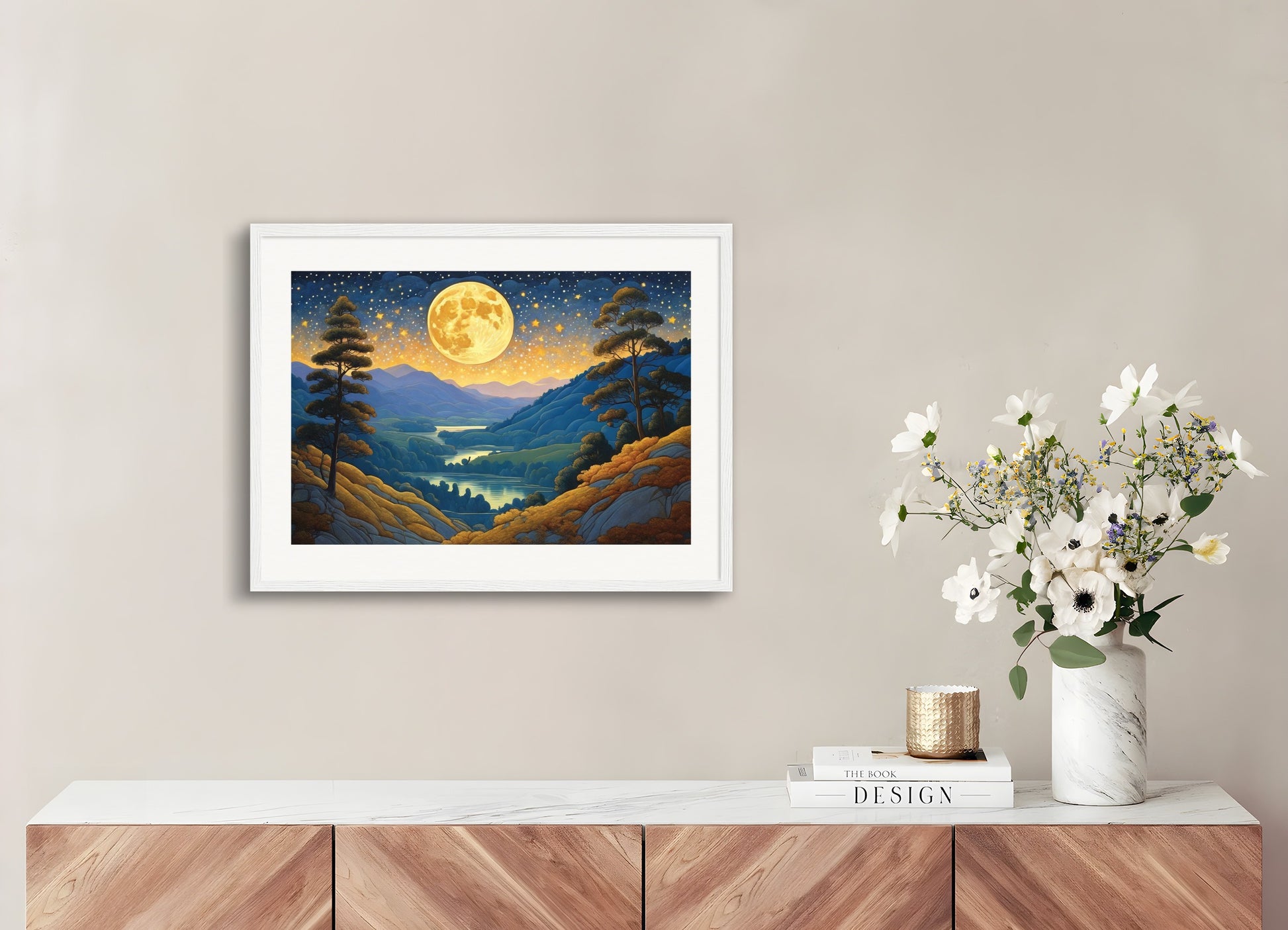 Poster with wood frame: Paul Ranson, Moon and starry sky