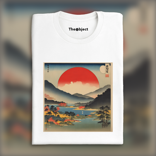 T-Shirt IA - Yoshitoshi Abe, Paysage et Soleil Rouge  - 2417608256