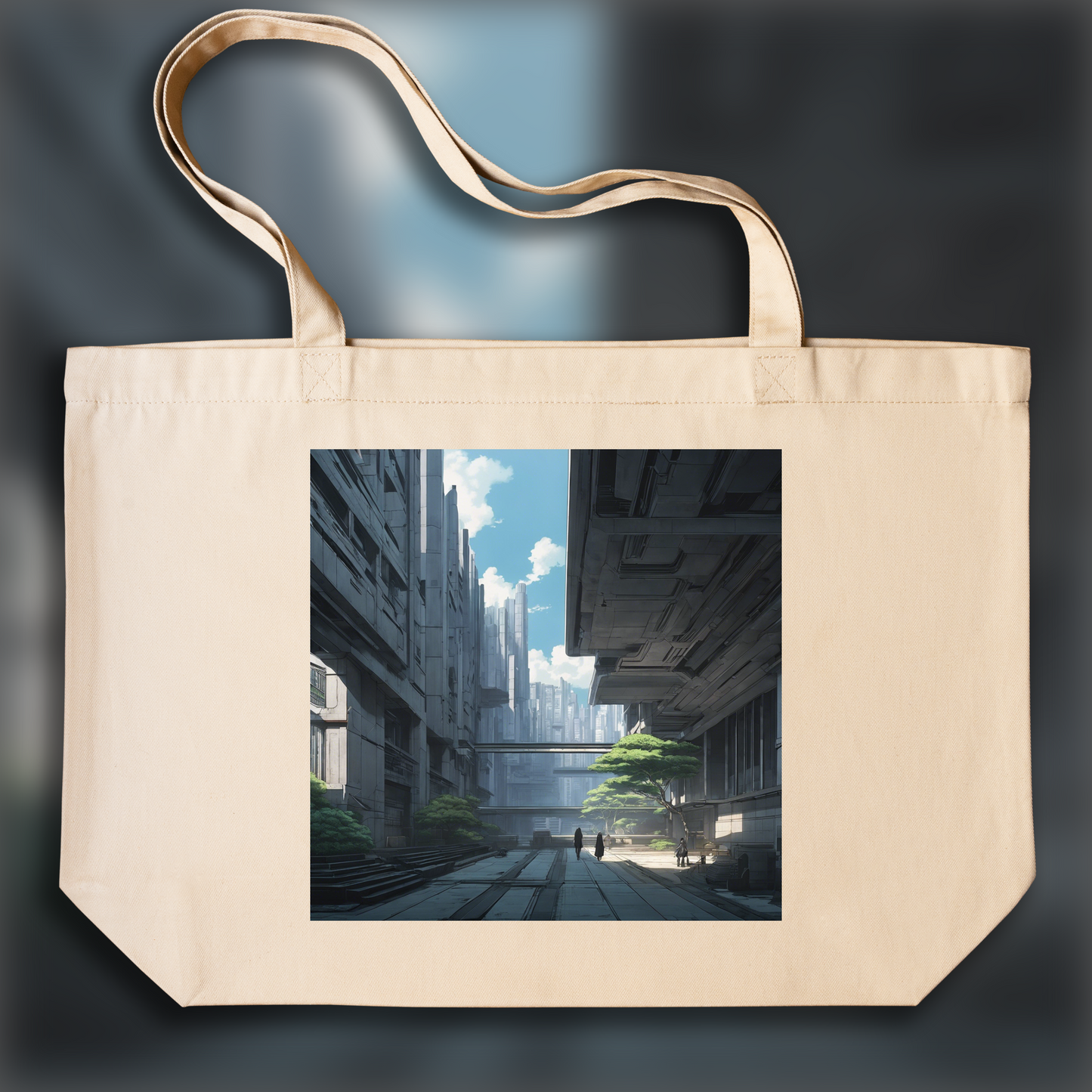 Tote bag IA - Ghost in the shell, Brutalist architecture, city - 1186372846