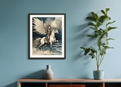 Poster with metal frame: Arthur Rackham, Unicorn