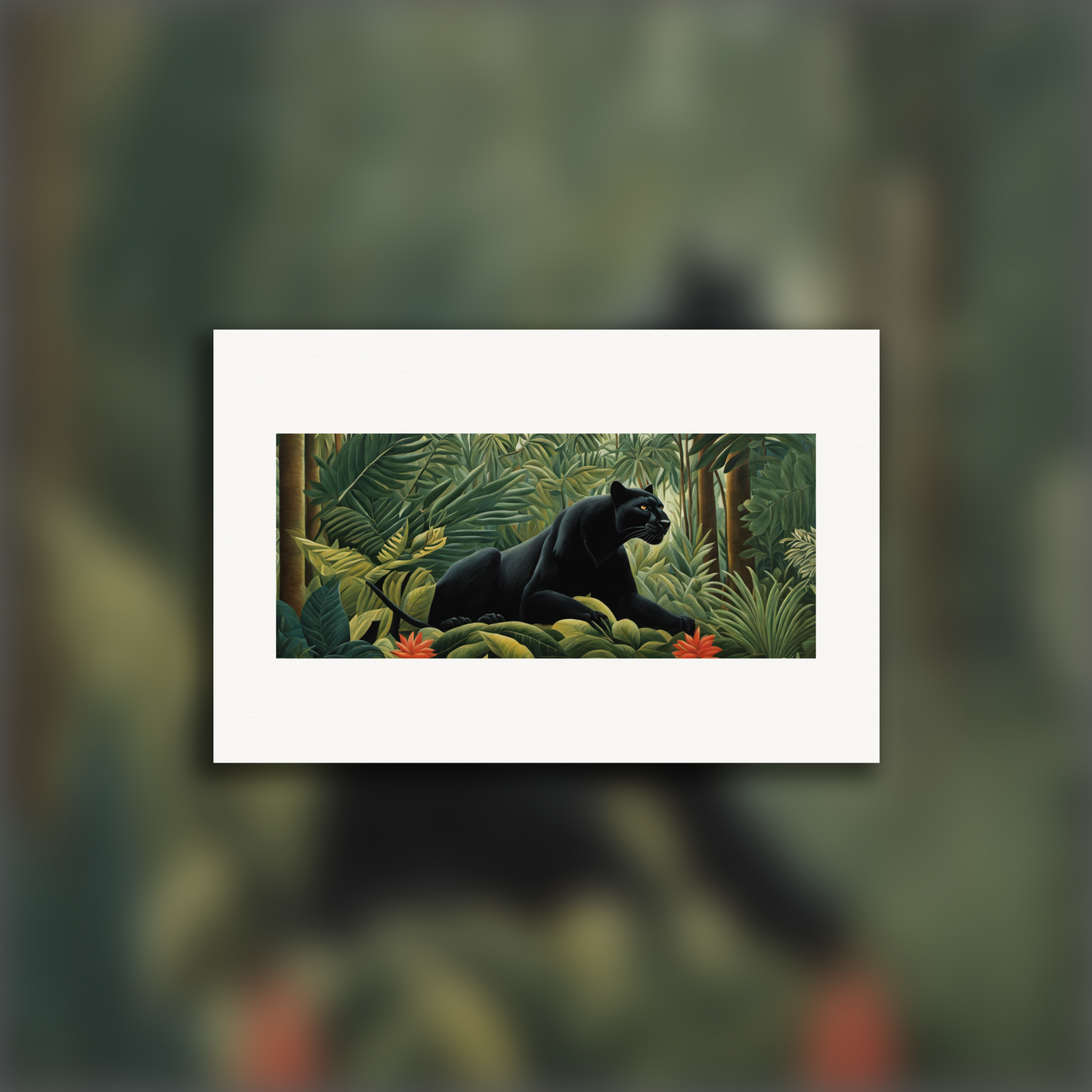 Poster - Henri Rousseau, a fierce black panther in the jungle, close-up - 2977319408