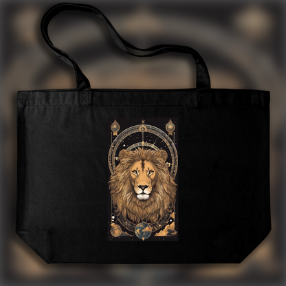 Tote bag IA ample écologique - Lo-fi, Astrologie, le signe du Lion - 3654153191
