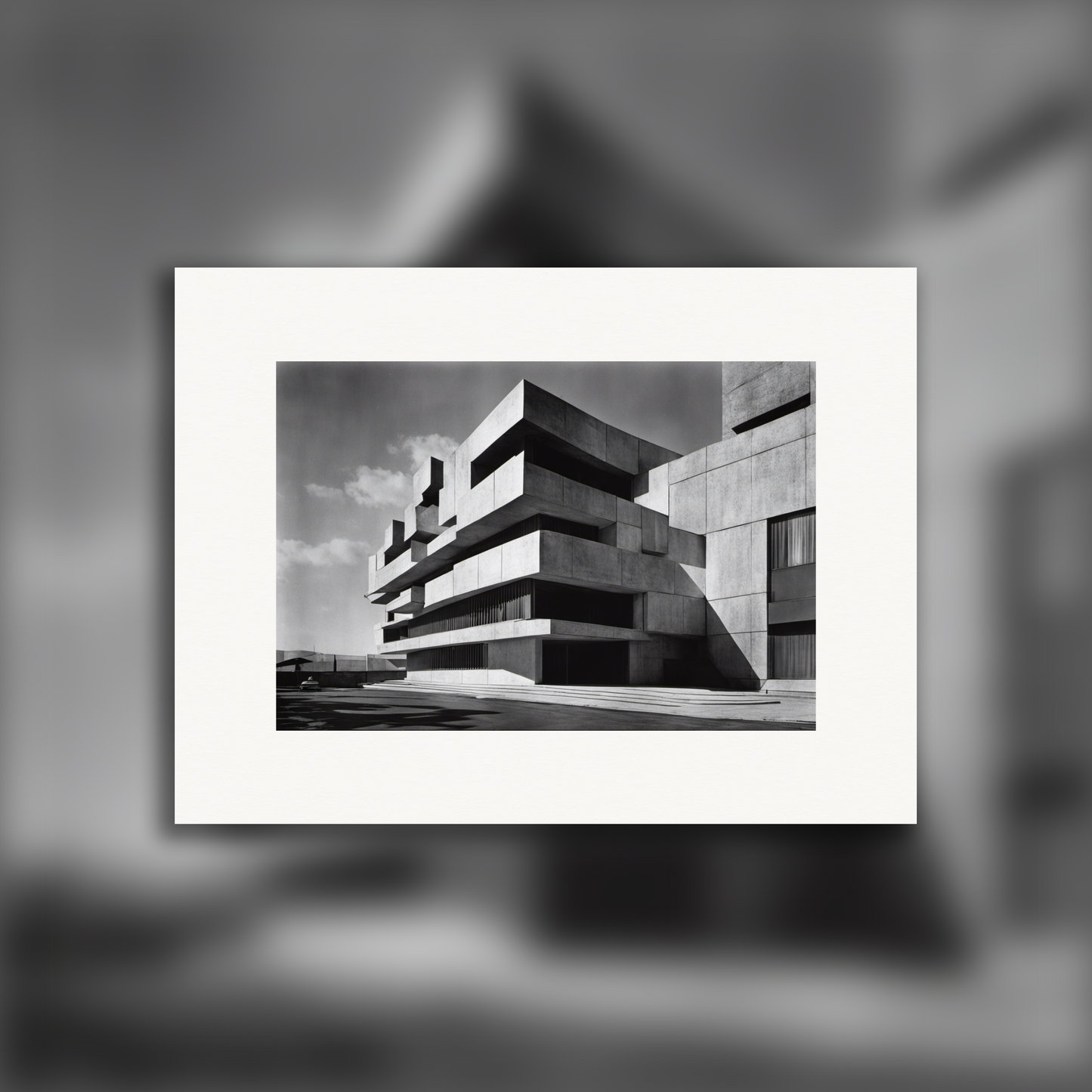 Poster - Abstract photographs based on elements of nature and geometric patterns, Brutalist architecture, city - 3228425031