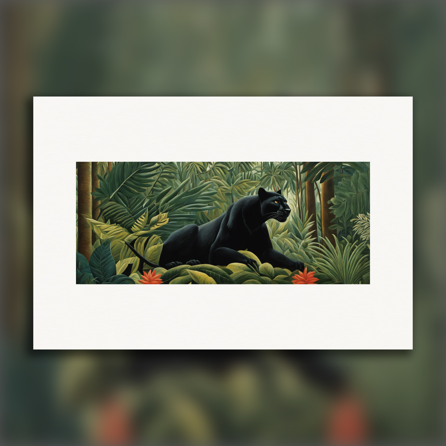 Affiche IA - Le Douanier Rousseau, Une panthère noire dans la jungle 2 - 2977319408