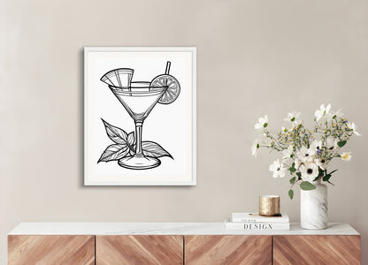 Poster with wood frame: Coloring page, Cocktail