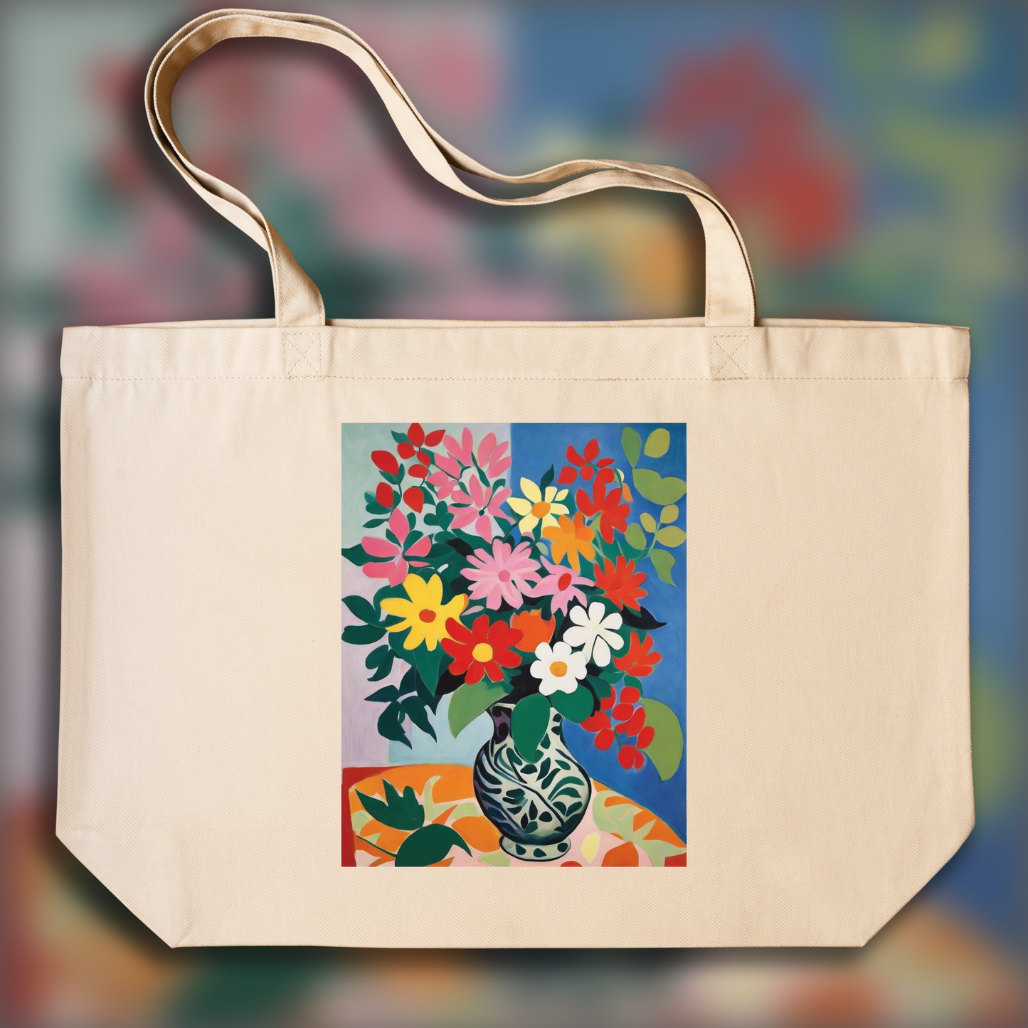 Tote bag ample - Formes expressives et abstraites avec une sensibilité décorative, Fleur - 4041213177
