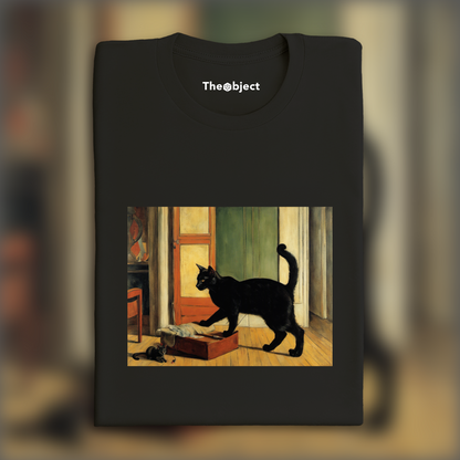T-Shirt - XXth century French figurative painting, a black cat - 1622922722