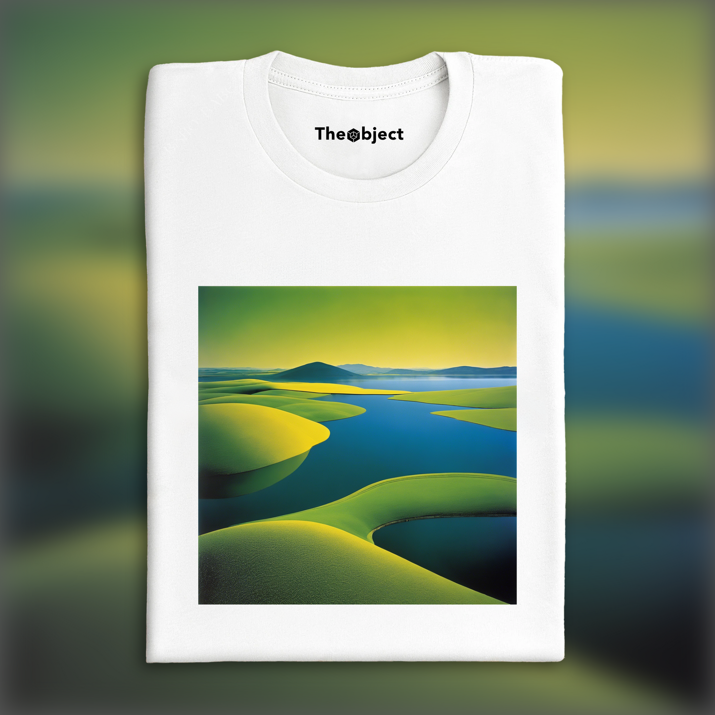 T-Shirt IA - Images colorées et abstraites, capturant des compositions géométriques dans les paysages, Lac - 3401843125