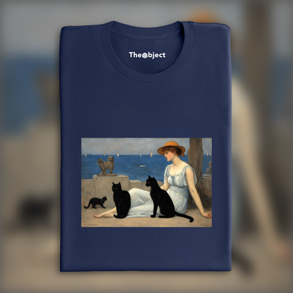T-Shirt - Puvis de Chavannes, Une femme et ses chats noirs  - 2611254430