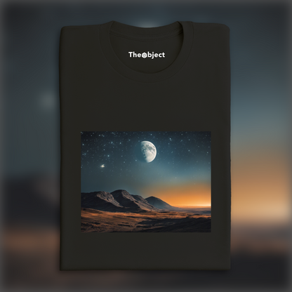 T-Shirt IA - Atmosphère Wim Wenders, Lune et ciel étoilé - 3955157093