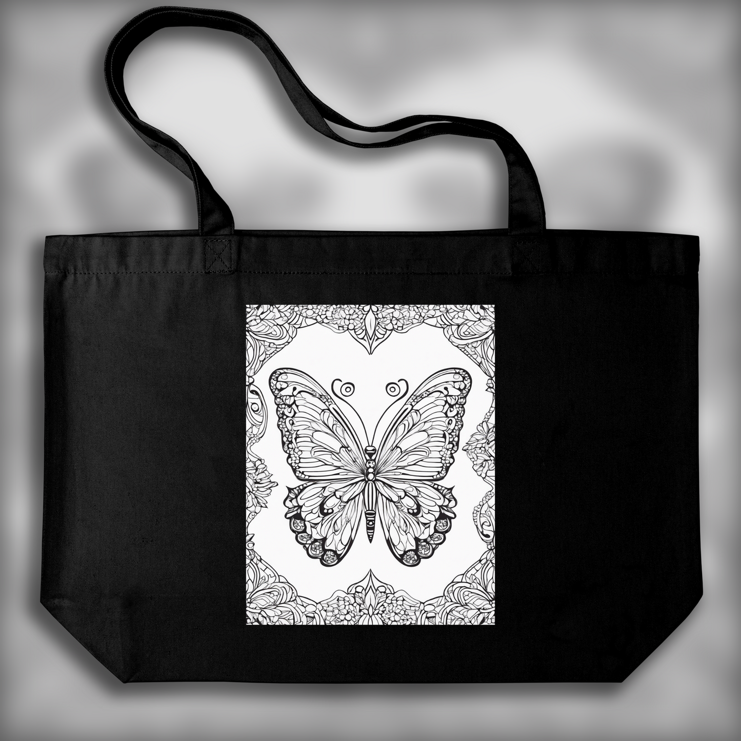 Tote bag IA - Dessin pour coloriage, Papillon - 3862177649