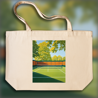 Tote bag IA ample écologique - Nouveau réalisme américain, Tennis court - 1531261941