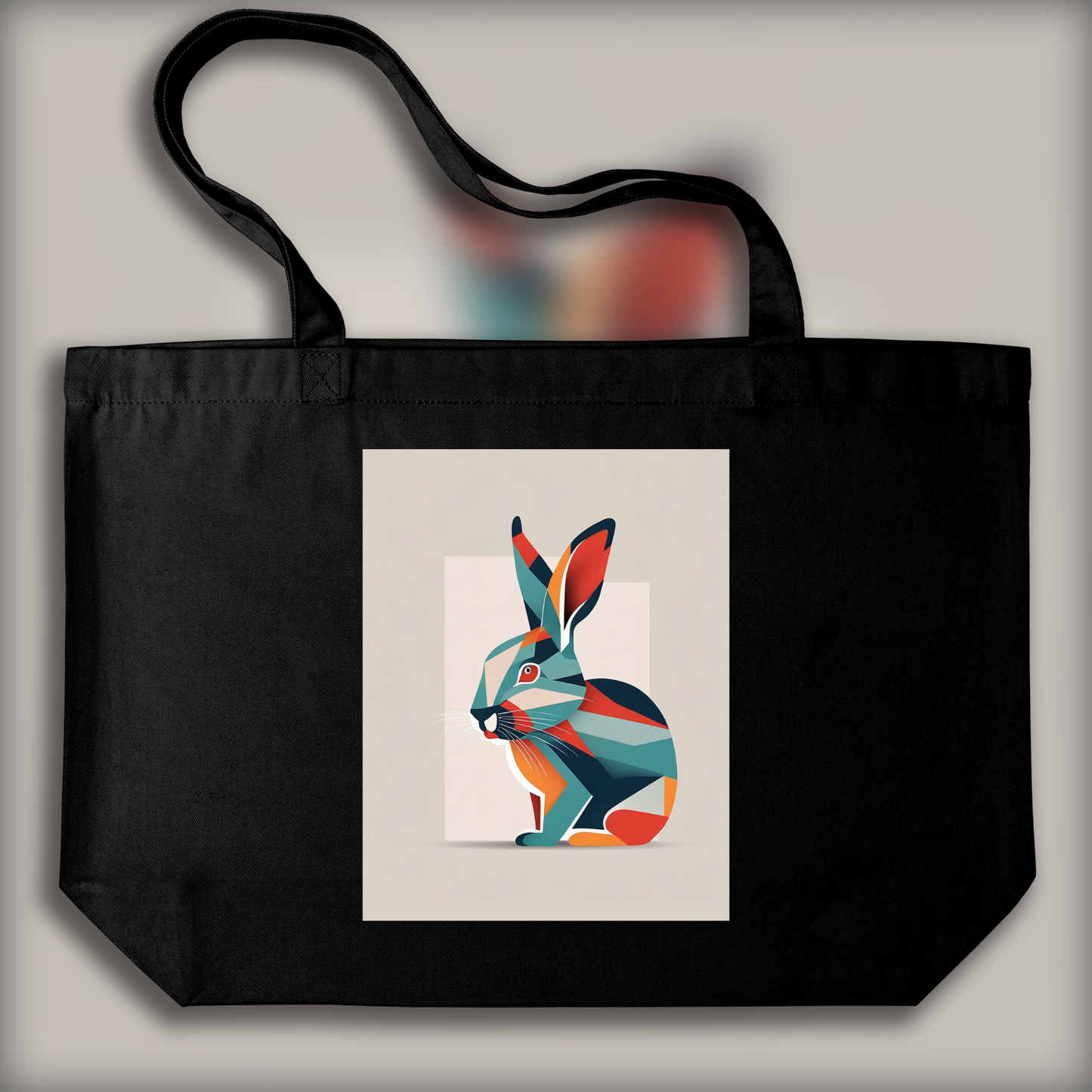Tote bag IA - Art minimaliste, Lapin - 2643527623
