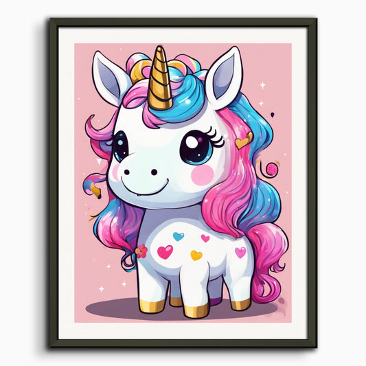 Poster: Japanese contemporary Kawaii artist, A baby cute unicorn