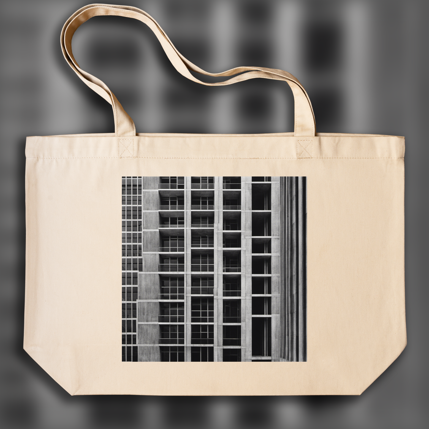 Tote bag large - Urban, black and white abstract explorations, Brutalist architecture, city - 3546003890