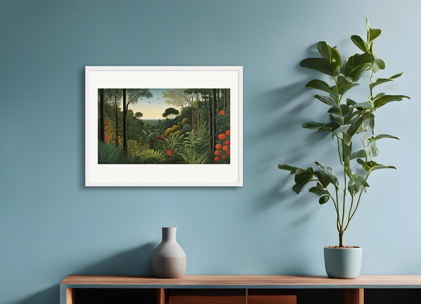 Poster with wood frame: Henri Rousseau, Jungle
