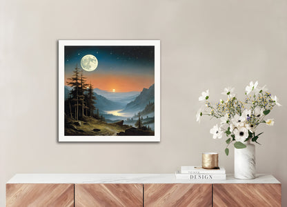 Poster: Caspar David Friedrich, Moon and starry sky
