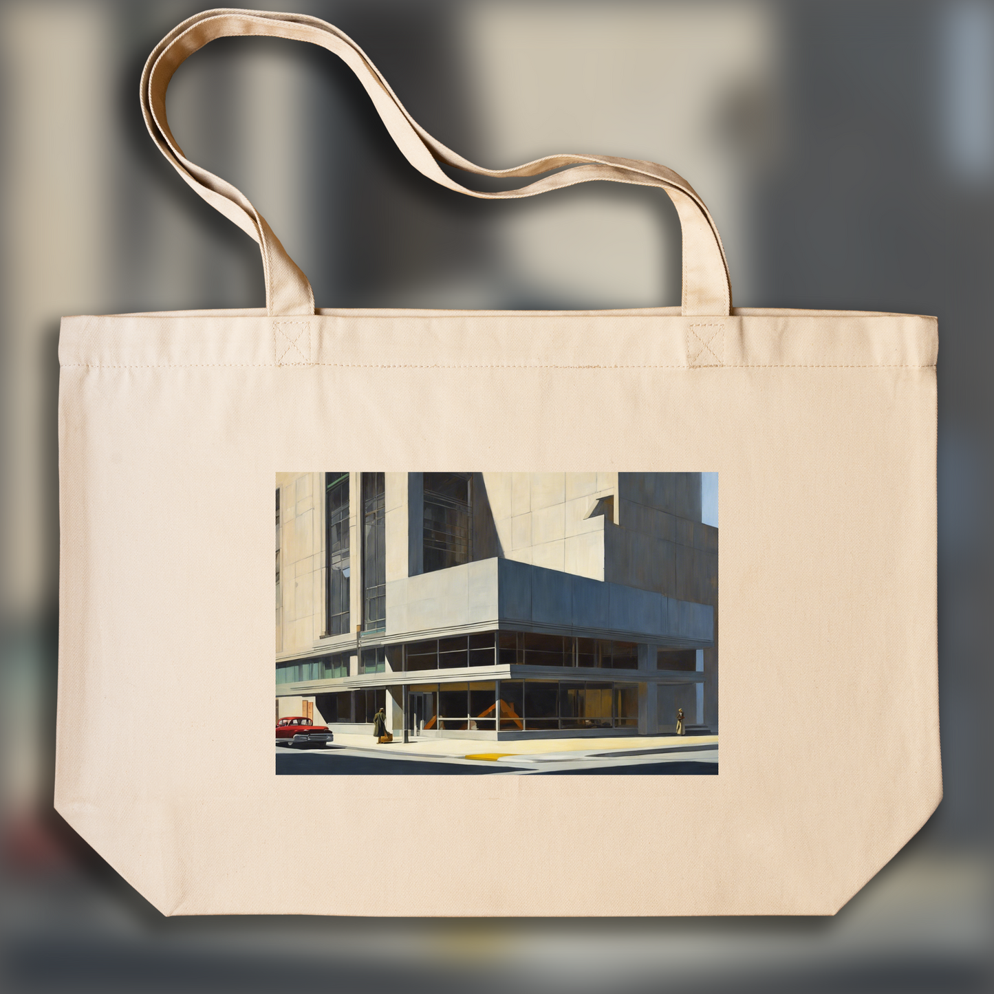 Tote bag IA - Peinture américaine réaliste du XXème siècle, Brutalist architecture, city - 1418294387