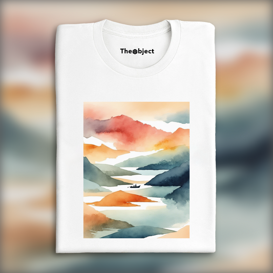 T-Shirt - Aquarelle abstraite sur dégradés de couleurs, Bateau - 3822021847