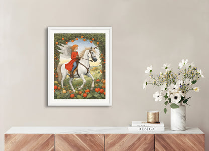 Poster with wood frame: Elsa Beskow, Unicorn