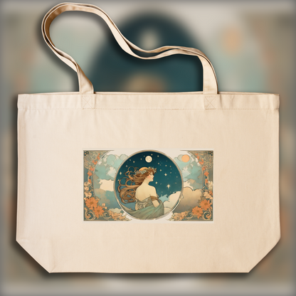 Tote bag IA - Alfons Mucha, Lune et nuages - 1710812224