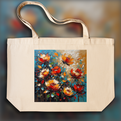Tote bag IA ample écologique - Peinture écossaise d'expressionisme abstrait, Fleurs à Paris  - 3774191296