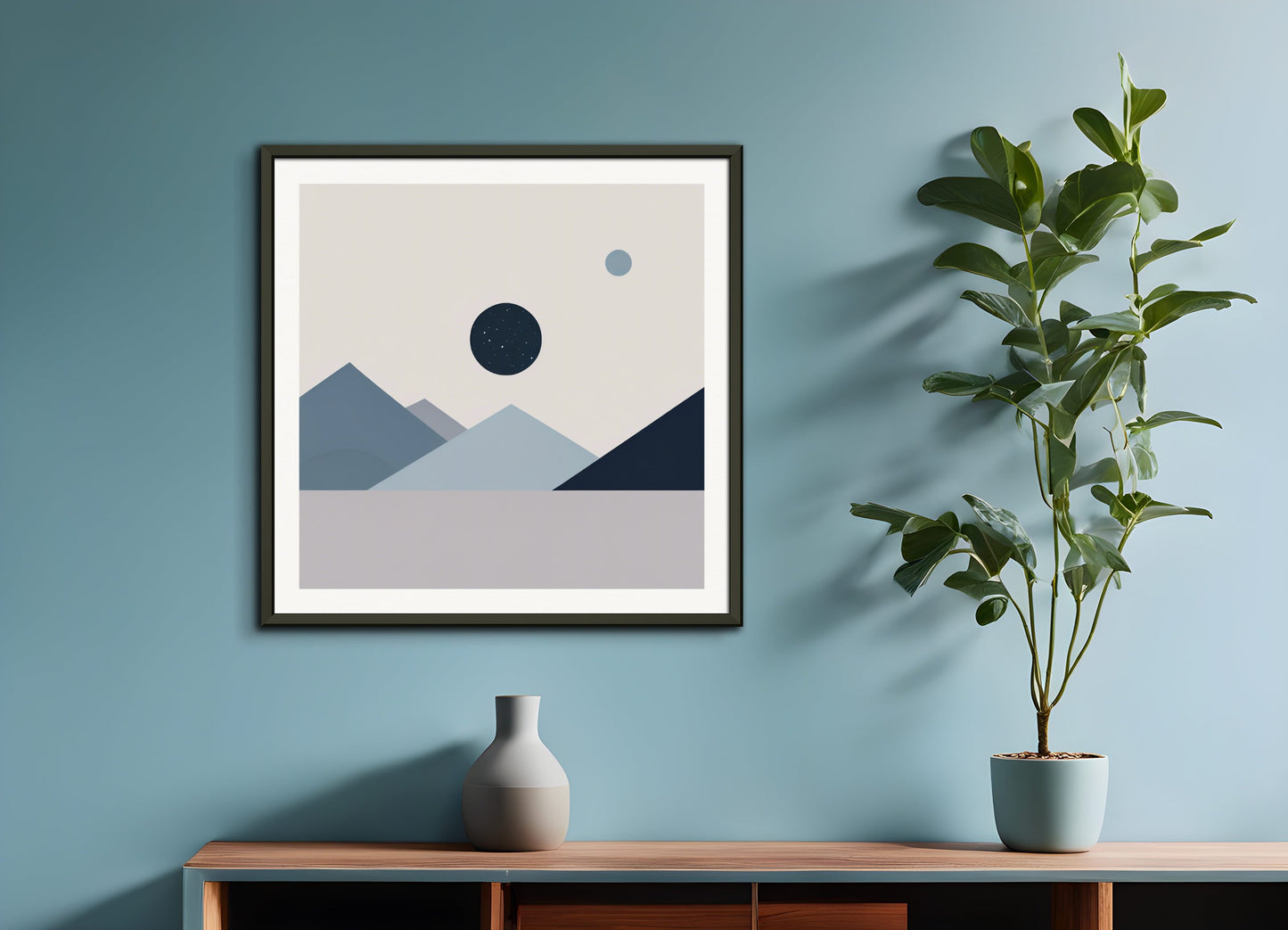 Poster with metal frame: Abstract minimalist art, Astronomy
