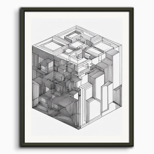 Poster: Line art, Cube