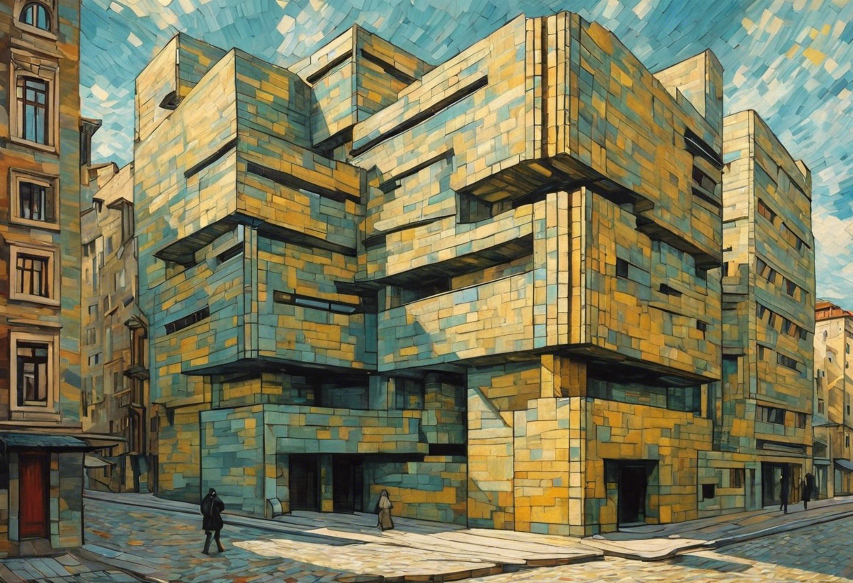 Affiche IA - Vincent Van Gogh, Architecture brutaliste, ville - 4061858716