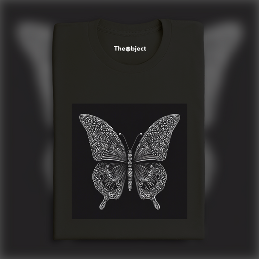 T-Shirt - Art en pointillés avec fort contraste, Papillon - 3212779632