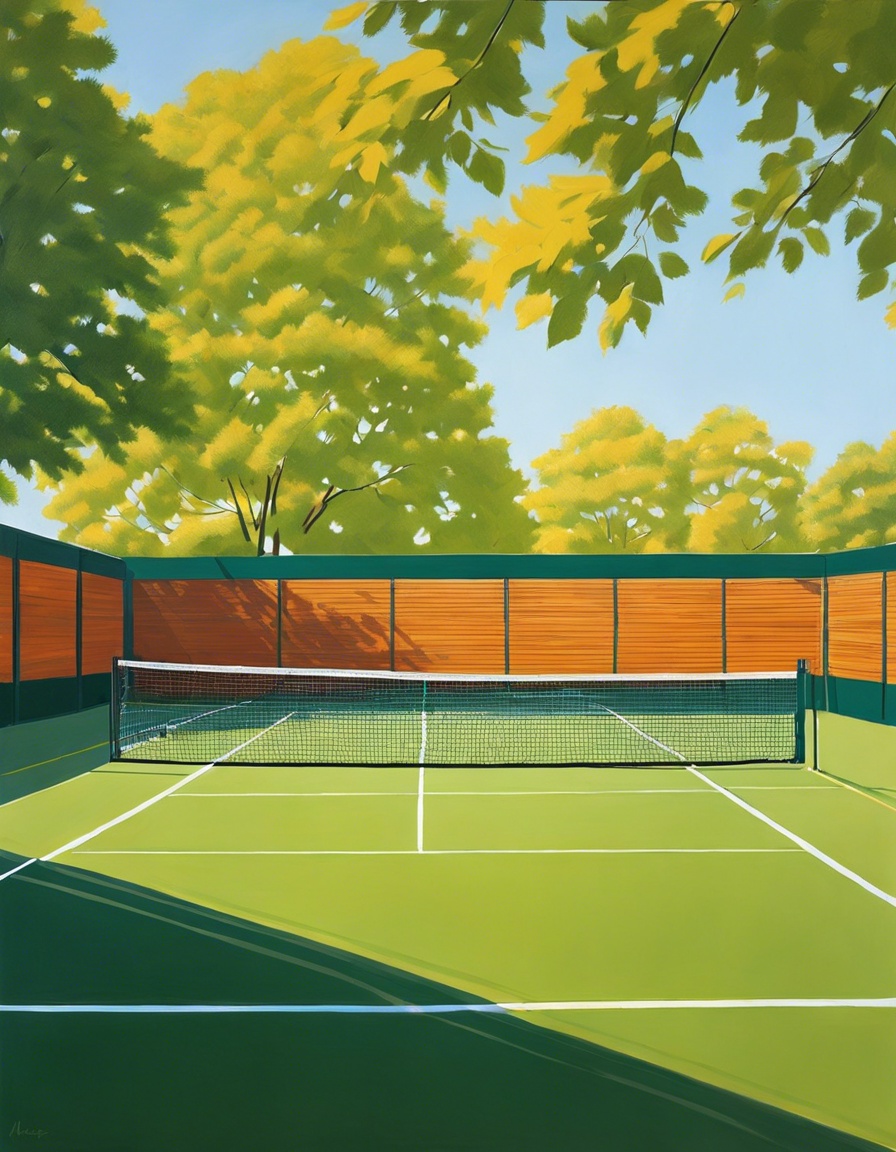 Tote bag IA ample écologique - Nouveau réalisme américain, Tennis court - 1531261941