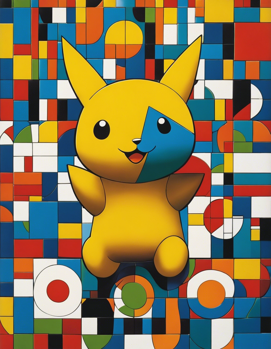 Tote bag IA - Images colorées et abstraites, capturant des compositions géométriques dans les paysages, Pokémon Pikachu - 3429190399