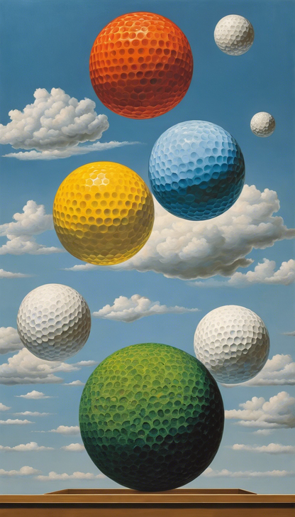 Tote bag IA ample écologique - Surréalisme belge, Golf balls - 1181868019
