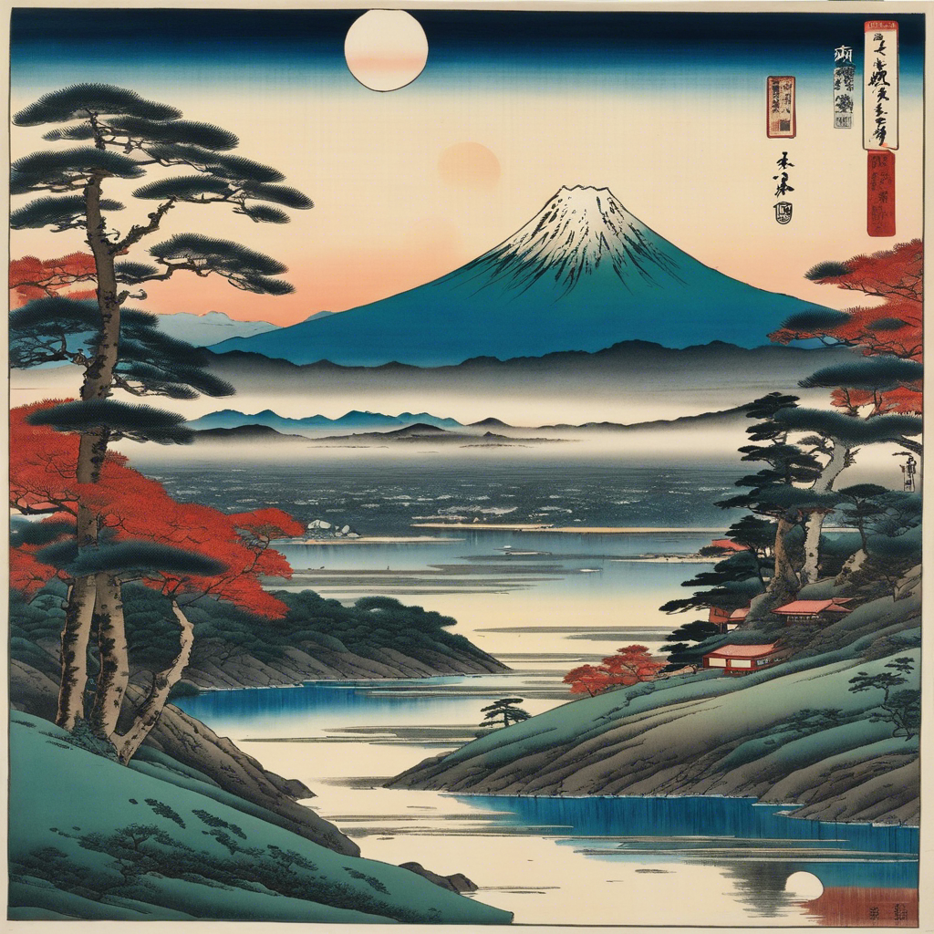T-Shirt IA - Hiroshige, Paysage exoplanète - 508767227