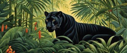 Tote bag large - Henri Rousseau, close-up of a black panther animal in the jungle - 1395439332