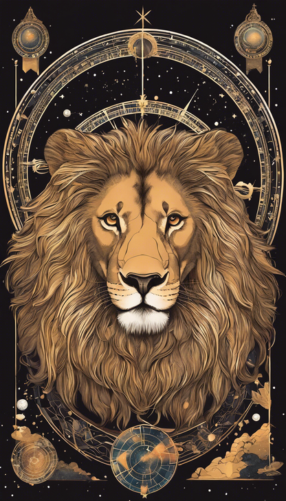 Tote bag IA ample écologique - Lo-fi, Astrologie, le signe du Lion - 3654153191