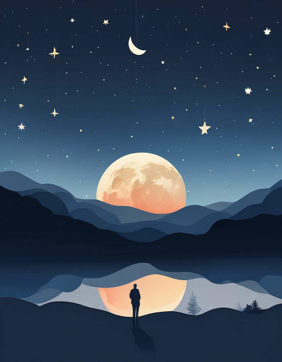 Image IA - Art minimaliste, Lune et ciel étoilé - 808489923