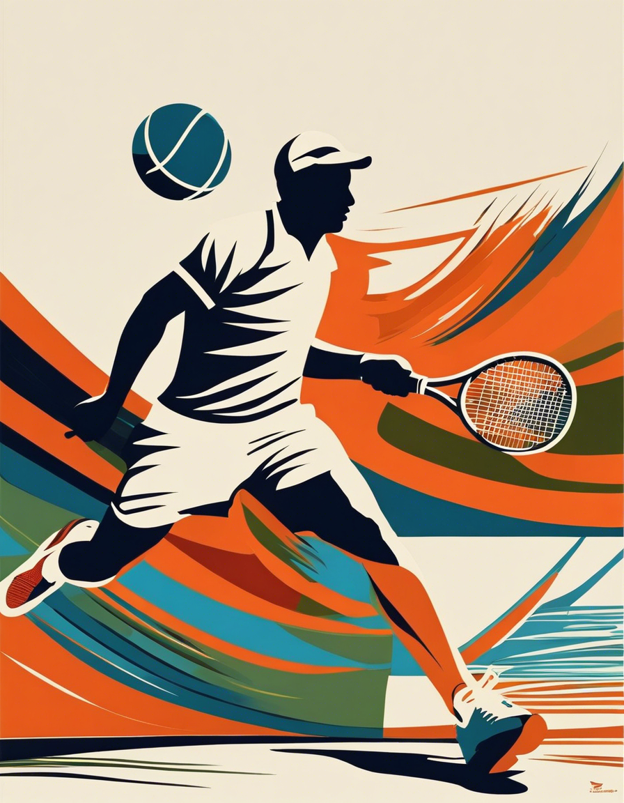 Image IA - Illustration épurée américaine, moderne et nerveuse, Joueur de Tennis - 4283238361
