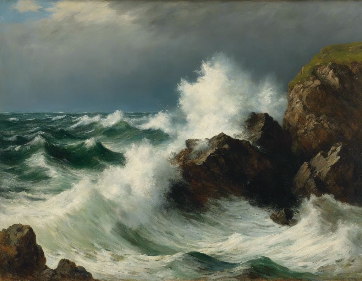 Image IA - Gustave Courbet, rough sea - 2603085003